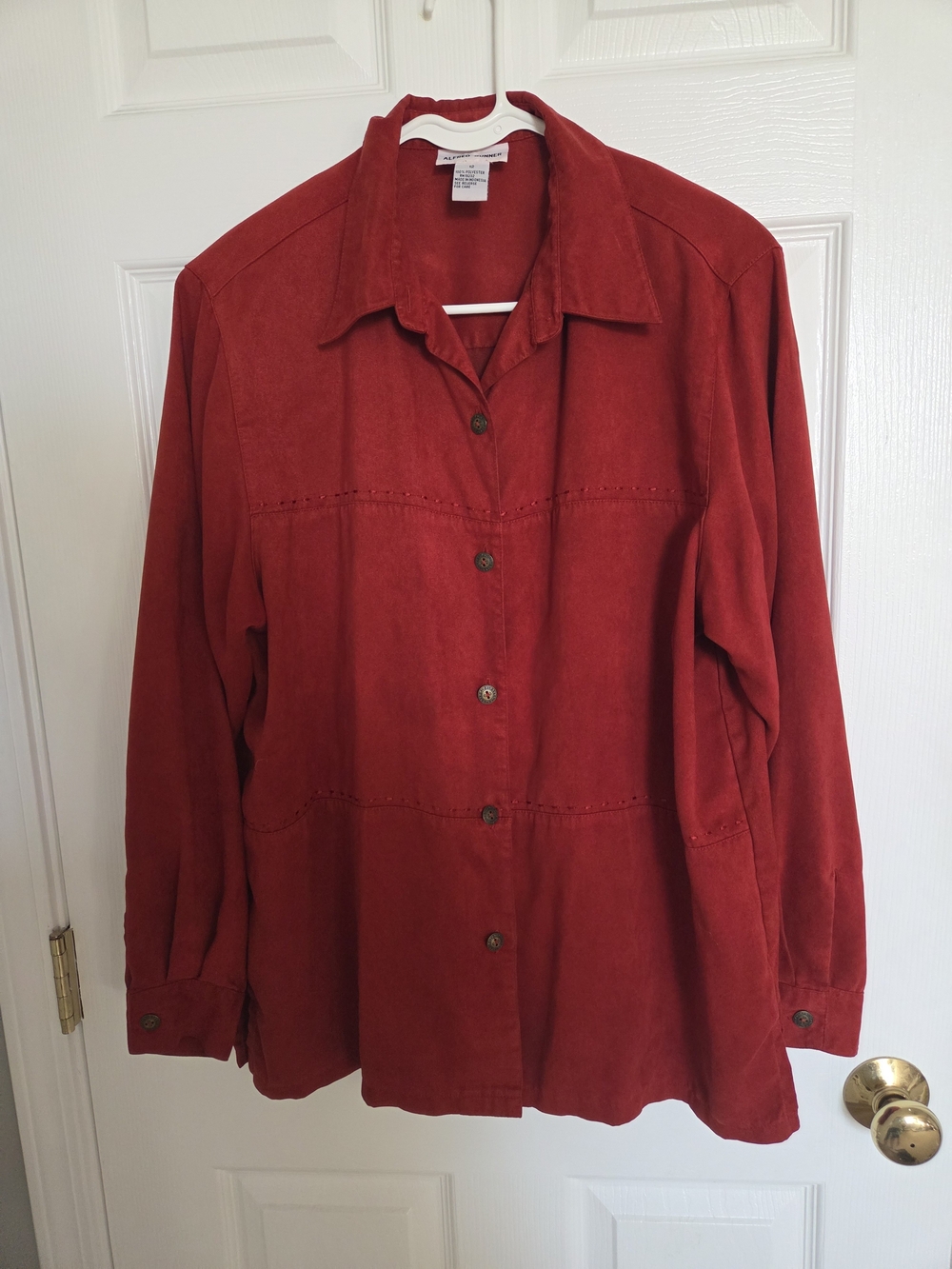 Autumn Fall Classic Red Button-Front Women's Shirt Jacket